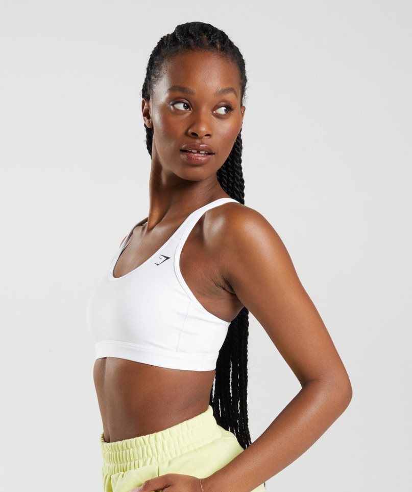 Women's Gymshark Scoop Neck Sports Bra White | CA 71N853